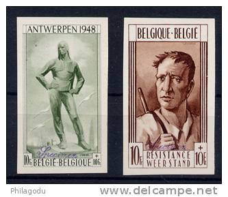 Belgique 1948, Résistants 785/786** Libération à Anvers Et Liège NON Dentelés N°22   IMPERFORATE - 1941-1960