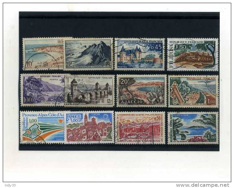 - FRANCE . ENSEMBLE DE TIMBRES SUR DES PAYSAGES  . OBLITERES - Collections