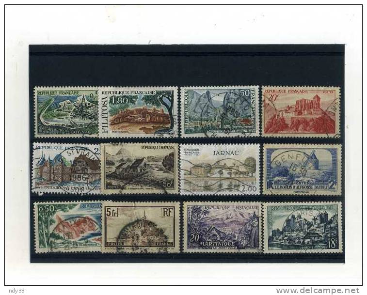 - FRANCE . ENSEMBLE DE TIMBRES SUR DES PAYSAGES . OBLITERES - Collections