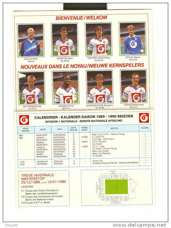 001071/72/73  -  Calendrier Saison 1989-1990 Division 1 Football R.S.C.  ANDERLECHT - Autres & Non Classés