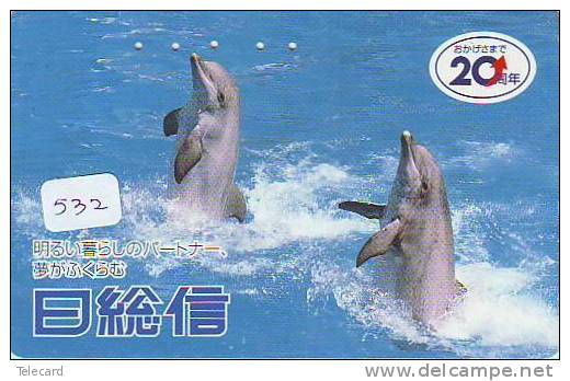 DOLPHIN DAUPHIN Dolfijn DELPHIN Tier Animal (532) * Telefonkarte Telecarte Japan * - Delfines