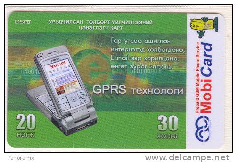 MOBICARD  20  30  -  GPRS Phone  Fond Vert   T  B  E - Mongolie