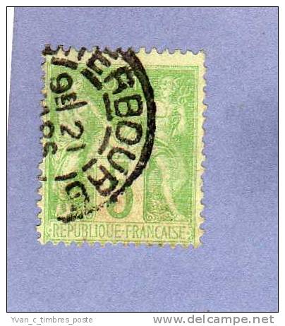 FRANCE TIMBRE N° 102 OBLITERE TYPE SAGE 5C VERT JAUNE - 1898-1900 Sage (Type III)