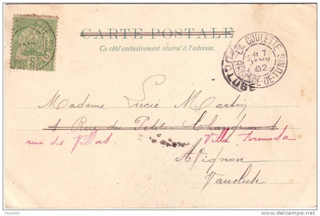 TUNISIE-LA GOULETTE REGENCE DE TUNIS 7-1-1902 / C P - Other & Unclassified