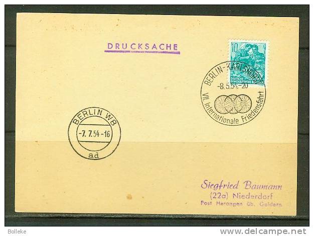 Allemagne Démocratique  -  Carte De 1954  -  Cyclisme - Internationale Friedensfahrt - Lettres & Documents