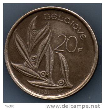 Belgique 20F 1981 Légende Française Ttb - 20 Francs