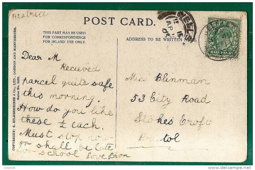 BRISTOL - Arthur C. Payne Illustrator Signed 1905 POSTCARD - Sent From BELFAST - Wells Postal Mark - Bristol