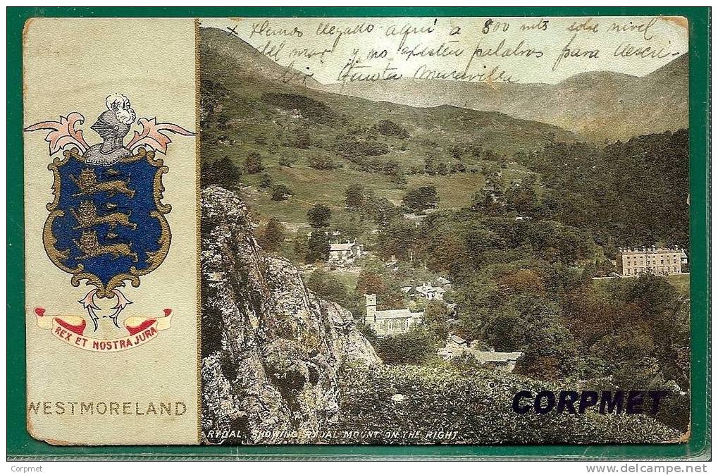 HUDDERSFIELD - 1925 POSTCARD Of RYDAL MOUNT Sent To BUENOS AIRES - COAT OF ARMS Of WESTMORELAND - Autres & Non Classés