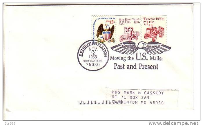 USA Special Cancel Cover 1988 - Moving The US Mails: Past And Present - Otros & Sin Clasificación