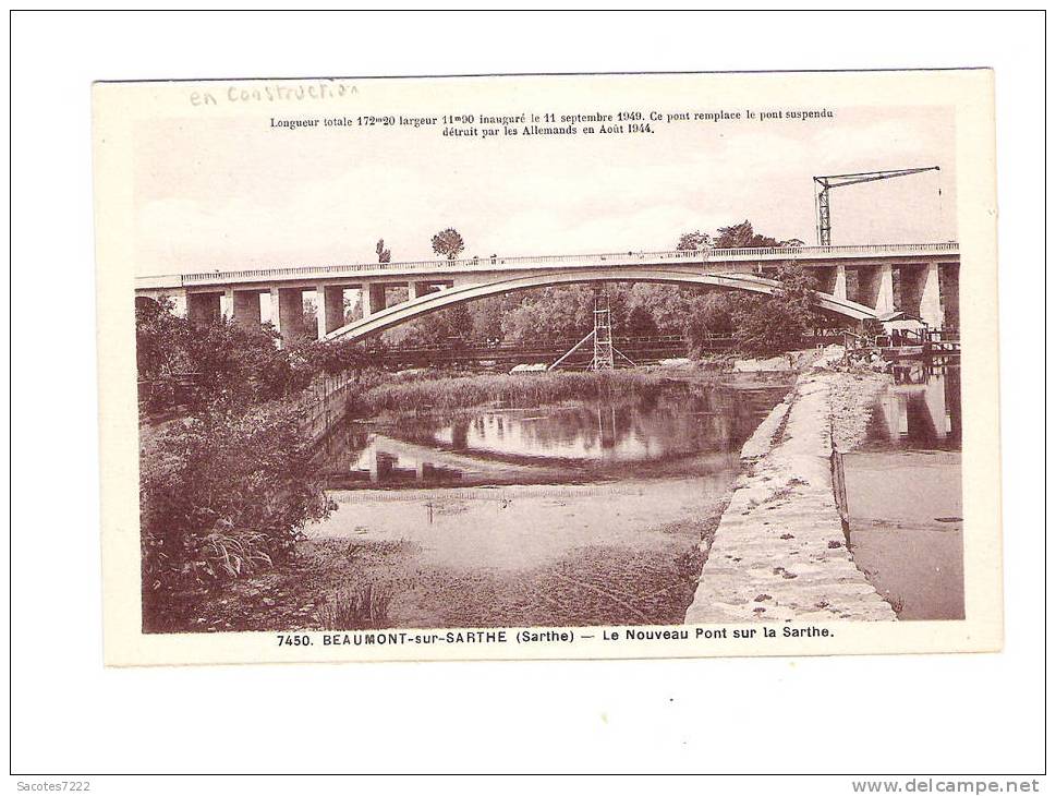 BEAUMONT SUR SARTHE - NOUVEAU PONT SUR LA SARTHE - Beaumont Sur Sarthe