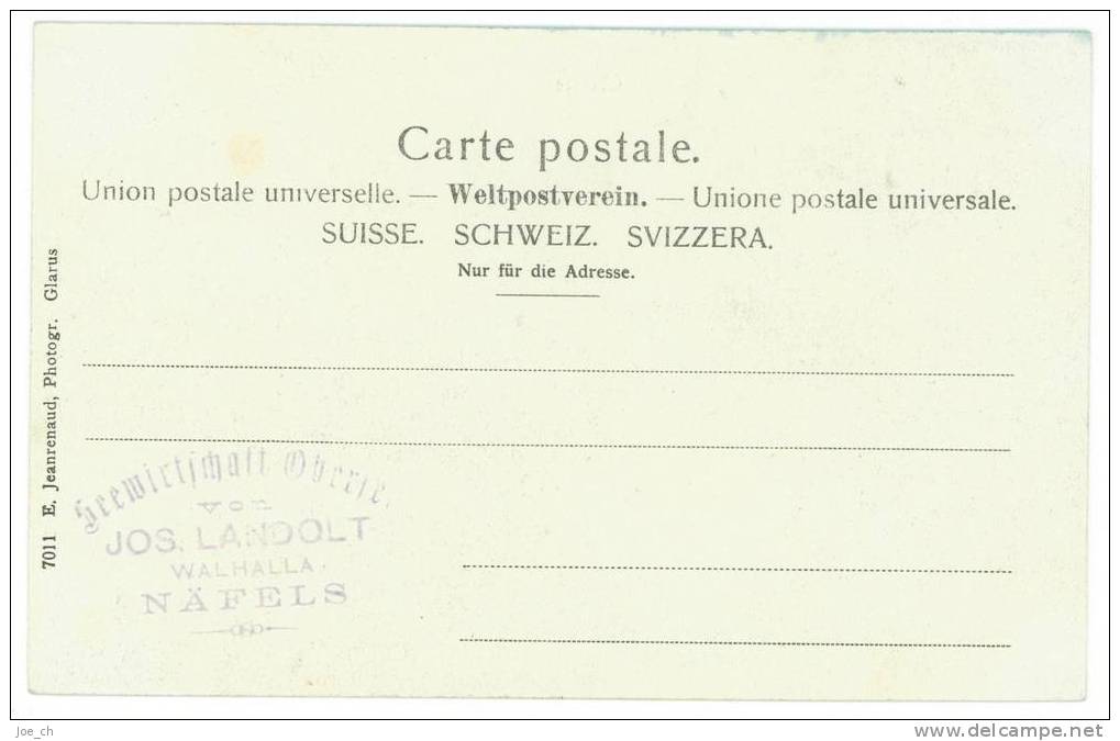 Schweiz/Suisse: AK Obersee, Hotelstempel Seewirtschaft Obersee (Josef Landolt Näfels), 1906, 2 Scans - Näfels