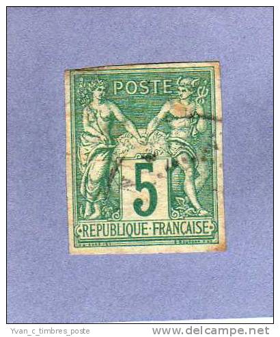 FRANCE COLONIES FRANCAISES EMISSIONS GENERALES TYPE SAGE N° 31 OBLITERE 5C VERT - Sage