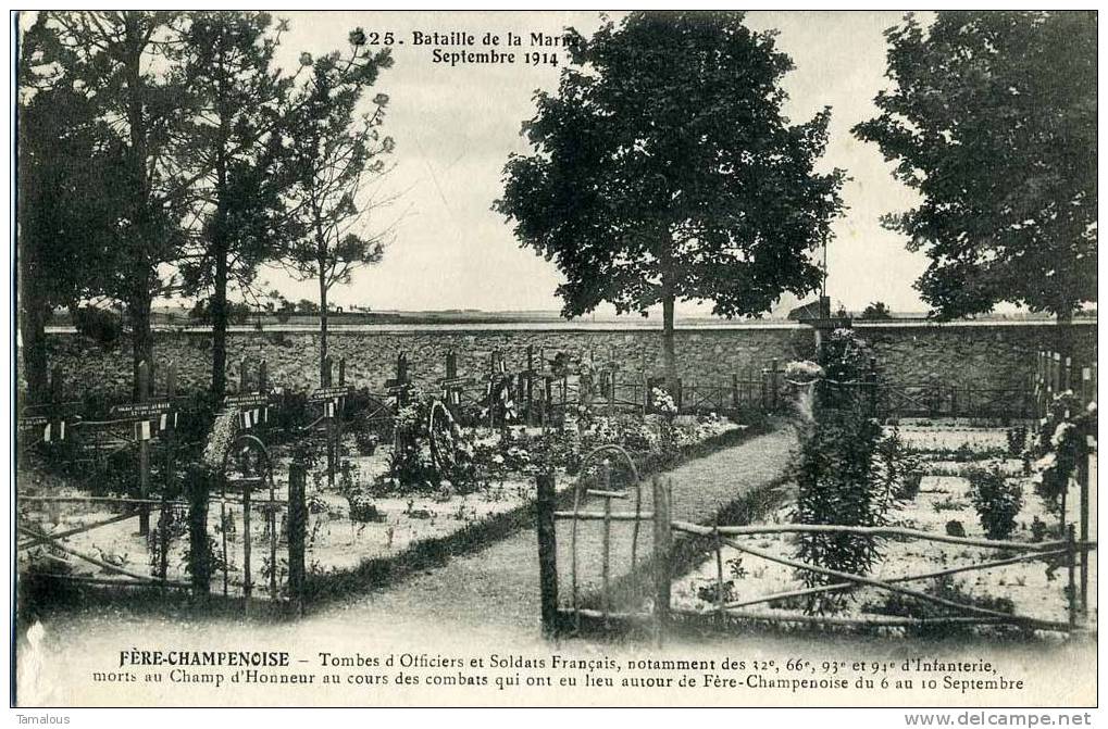 51 - FERE CHAMPENOISE - BATAILLE De La MARNE Septembre 1914 - CIMETIERE - TOMBES D' OFFICIERS Et SOLDATS FRANCAIS - - Fère-Champenoise