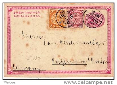 C-I001/  CHINA - Stationery  (GA) With Added Franking, Chefoo 14.12.00 To Germany, From Crew-member SMS Hansa - Covers & Documents