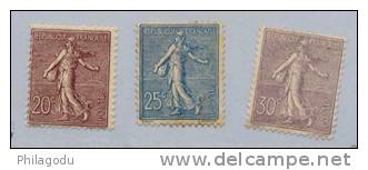 1903-24, Semeuse Lignée  131 – 133*  Neuf + Cote 277 E - 1903-60 Semeuse Lignée