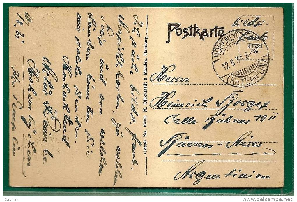 LUFTKURORT LYCHEN U.-M. - VF 1931 POSTKARTE To BUENOS AIRES - 4 Stamps - Lychen