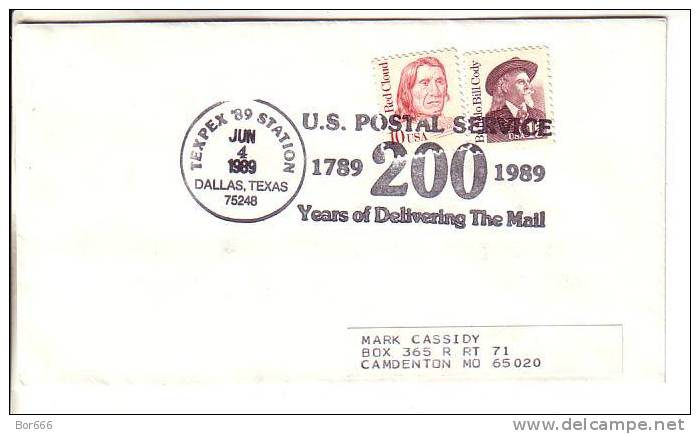 USA Special Cancel Cover 1989 - U.S. Postal Service 200 Years Of Delivering The Mail - Other & Unclassified