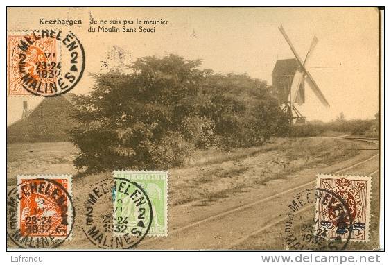 BELGIQUE-ref No 395- Keebergen - Je Ne Suis Pas Le Meunier Du Moulin Sans Souci -theme Moulins A Vent- Windmill - Keerbergen