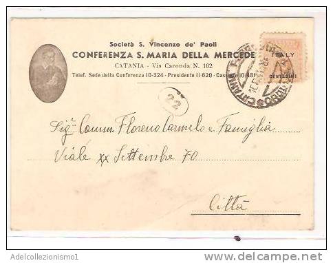 12692)cartolina Con 15c  Amm Lire Da Catania A Città Il 15-8-1944 - Marcofilía