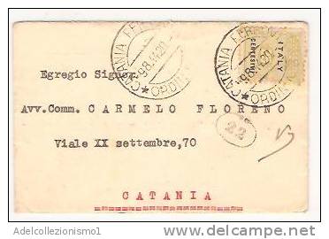 12701)lettera Con 25c  Amm Lire Da Catania A Città Il 9-8-1944 - Marcophilia