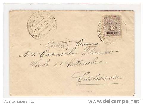 12713)lettera Con 30c  Amm Lire Da Catania A Città Il 9-8-1944 - Marcophilia