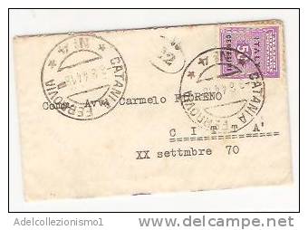 12717)lettera Con 50c  Amm Lire Da Catania A Città Il 8-8-1944 - Marcophilie