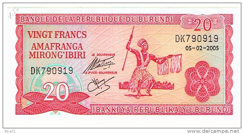 20 Francs  "Burundi"  5 Février 2005  UNC    Ble 10 - Burundi