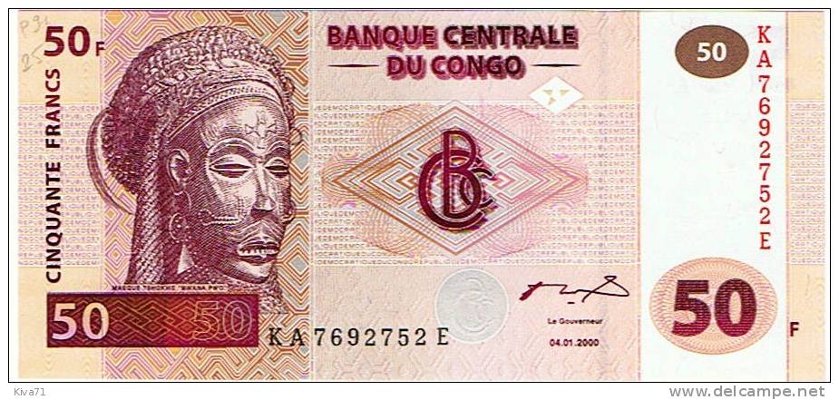 **Rare*  50 F  "CONGO"  04  Janvier 2000  P91   UNC    Ro 25 - Sin Clasificación