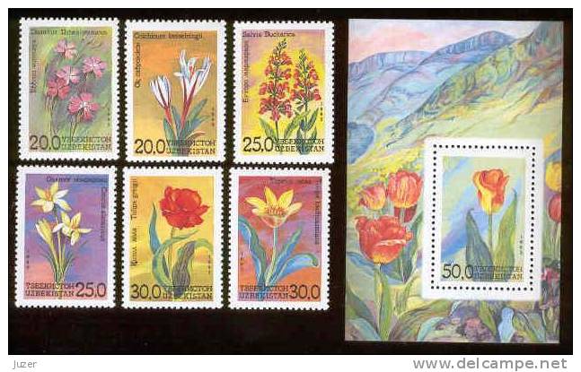 Usbekistan 1993. MiNr. 35/40, Bl. 2: Einheimische Flora - Usbekistan