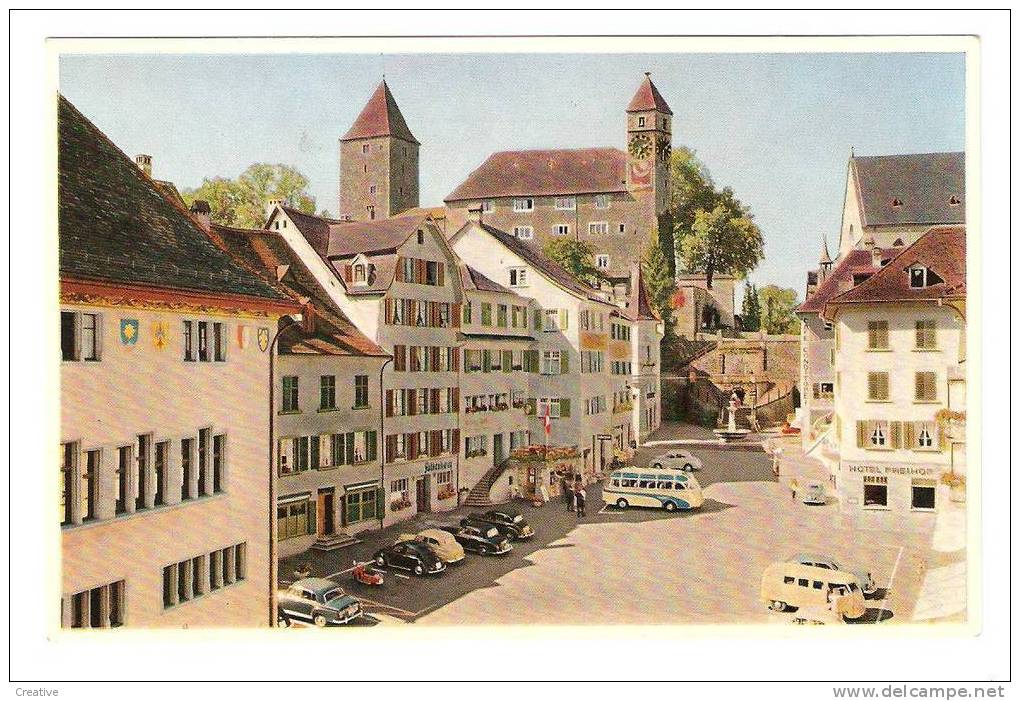 SUISSE-SCHWEIZ-SWITZERLAN D.1959  RAPPERSWIL Am Zürichsee Hauptplatz Mit Schloss - Rapperswil-Jona