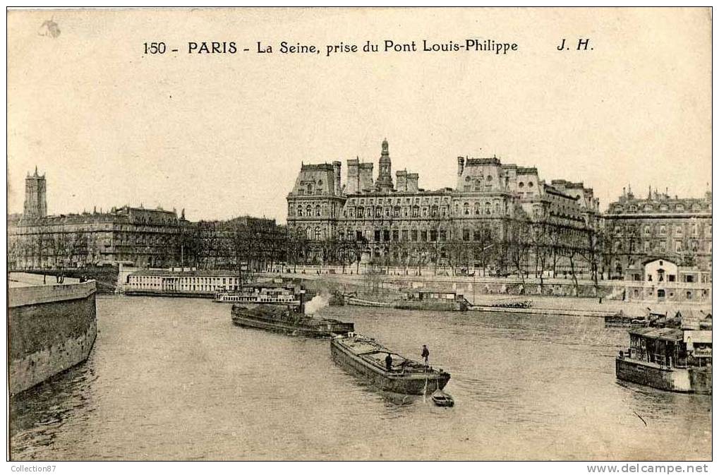 75 - PARIS - LA SEINE - REMORQUEUR - PENICHE - BATELLERIE - Hausboote