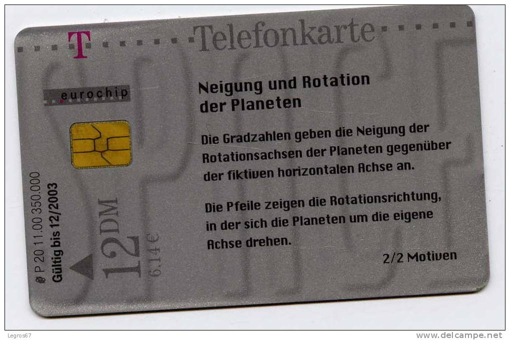 TELECARTE TELEKOM 12 DM - PLANETES - [2] Mobile Phones, Refills And Prepaid Cards
