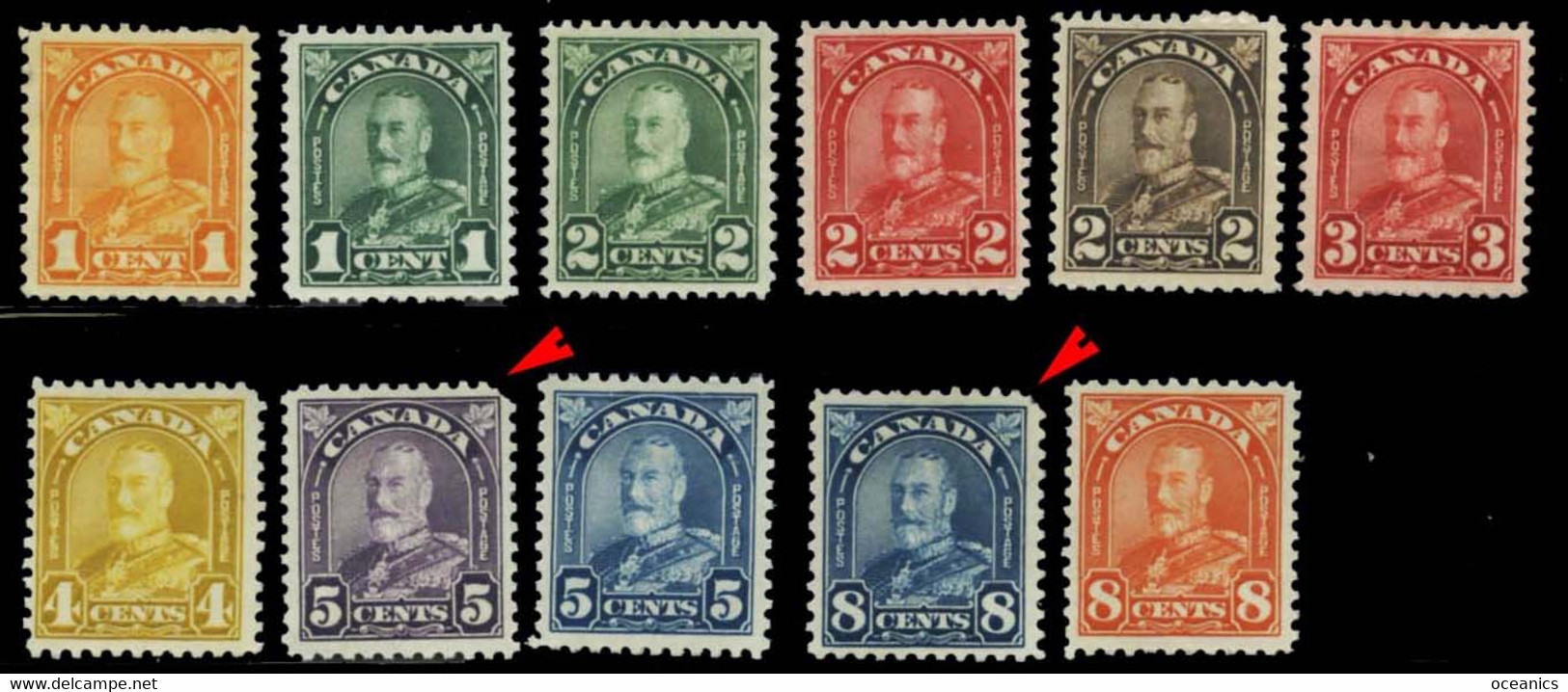 Canada (Scott No. 162-72 - George V - Arche / Arch) (*) Complet - Neufs