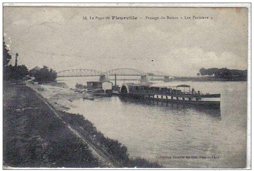 FLEURVILLE, 464 Habitants, Le Pont, Passage Du Bateau à Roues"Les Parisiens" - Autres & Non Classés