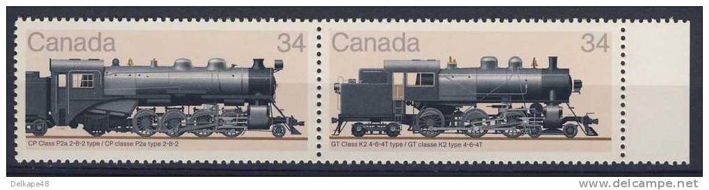 Canada 1985 Mi 980 /81 YT 940 /41 Sc 1071 /72 ** Grand Trunk Railway Class K2 + Canadian Pacific Class P2a - Steam - Treinen