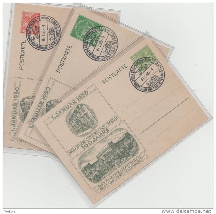 Bln018a/ P 10/11 + 22. 100 Jahre OPD Berlin Mit Sonderstempel 1.1.50 - Postcards - Used