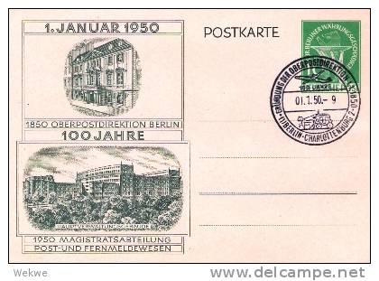 Bln018a/ P 10/11 + 22. 100 Jahre OPD Berlin Mit Sonderstempel 1.1.50 - Postkarten - Gebraucht