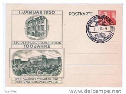 Bln018a/ P 10/11 + 22. 100 Jahre OPD Berlin Mit Sonderstempel 1.1.50 - Postkaarten - Gebruikt