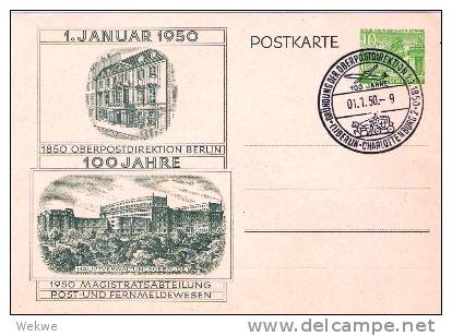 Bln018a/ P 10/11 + 22. 100 Jahre OPD Berlin Mit Sonderstempel 1.1.50 - Postkarten - Gebraucht