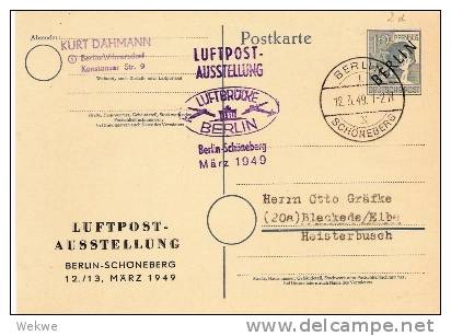 Bln106a/ Im Zeichen Der Luftbrücke, Ausstellungsstempel Auf P 2 D 1949 - Postcards - Used