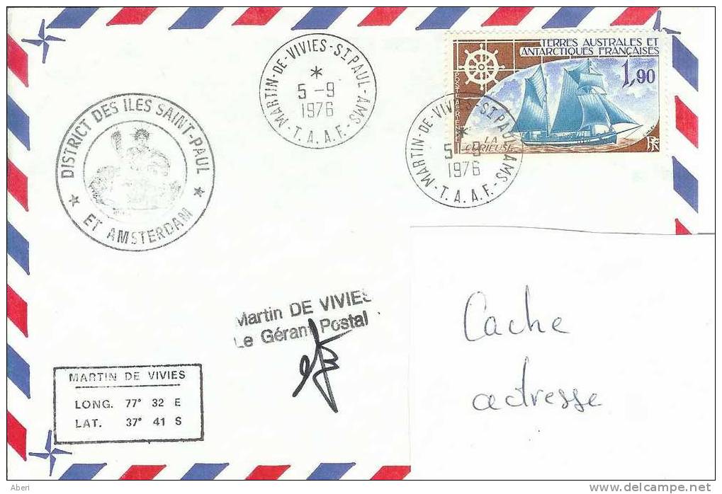 4037 POSTE44 - TAAF - St PAUL Et AMSTERDAM -  DISTRICT De St P&A - Cartas & Documentos