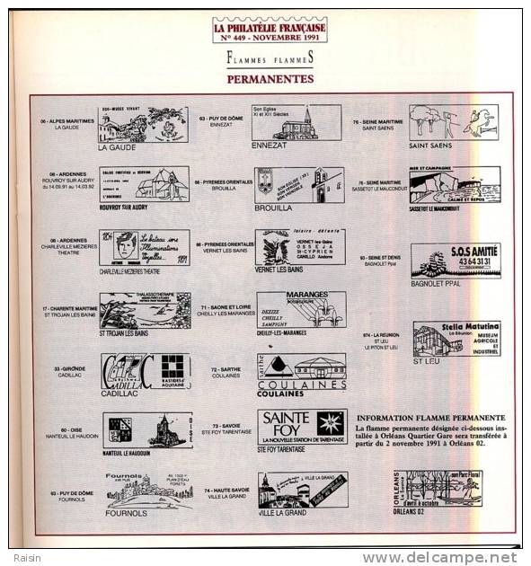 La Philatélie Française N°449 Nov. 1991  Organe Officiel.  TBE