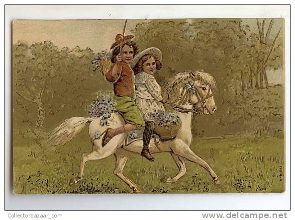 VINTAGE POSTCARD Ca1900 Horse Pony Kids - Caballos