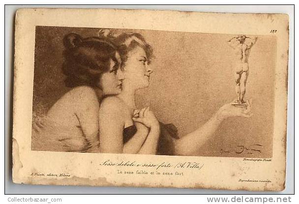 VINTAGE POSTCARD Ca1900 Girls Holding Hands - Mujeres