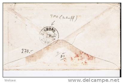 Nor003a/ - NORWEGEN - Brief,  Von Floria  28. Jan.1873 Via N.Y., Aachen, Hamburg-Schiff (TPO) - Storia Postale