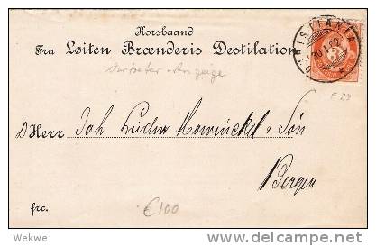 Nor062/ - NORWEGEN - Vertreter Drucksache, (Destilation)  Braenderis Oslo, 1882 ( Facit 23), 4 Farben - Briefe U. Dokumente