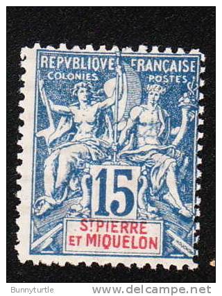 St Pierre & Miquelon 1892-1908 Navigation And Commerce 15c MLH - Unused Stamps