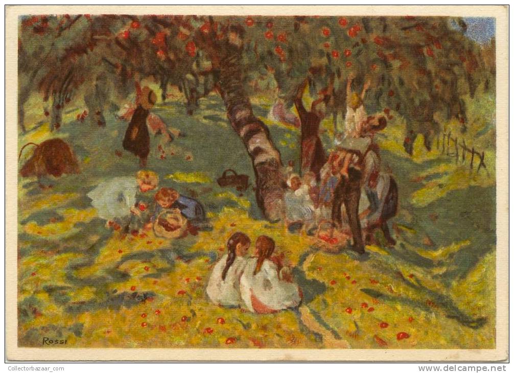 VINTAGE POSTCARD Ca1900 ROSSI ARTIST SIGNED PARK TREE PICNIC - Otros & Sin Clasificación