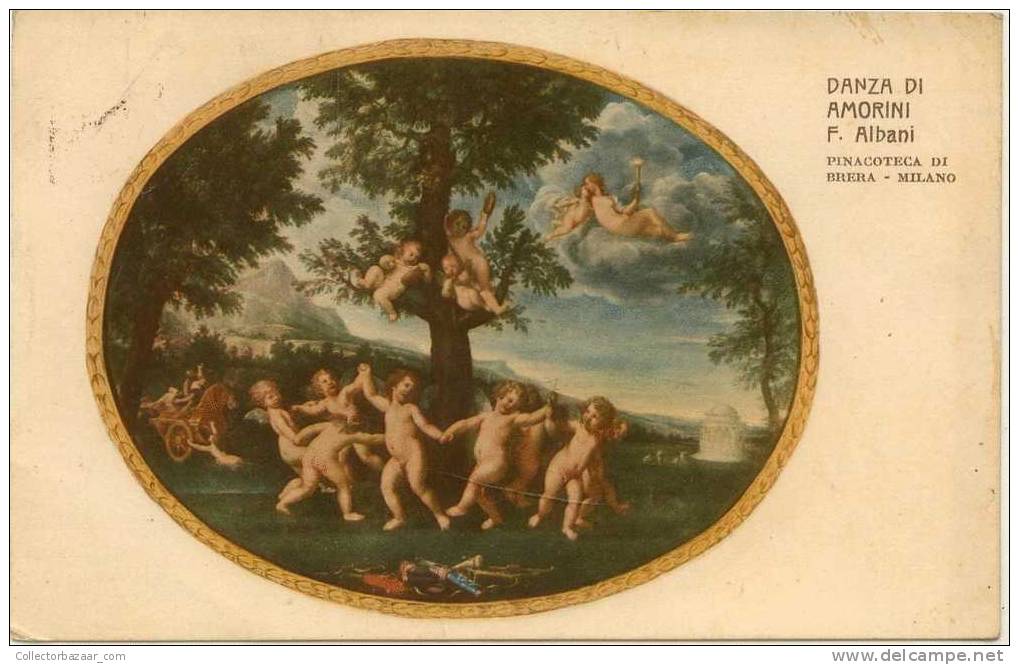 VINTAGE POSTCARD Ca1900 ART PAINTING RELIGION DANZA DI AMORINI - Malerei & Gemälde