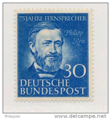 Bund 1952, Yv. 46 ** Cote 60 €      75° Ans Du Téléphone, Philipp Reis, - Unused Stamps